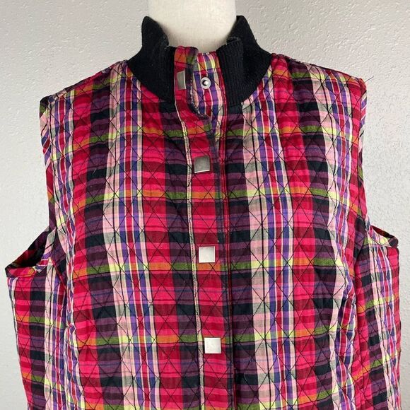 CJ Banks Button Down Plaid Vest Size X EUC - Picture 2 of 6